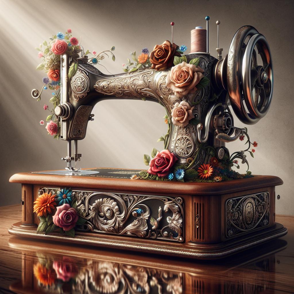 Sewing machine with flowers.