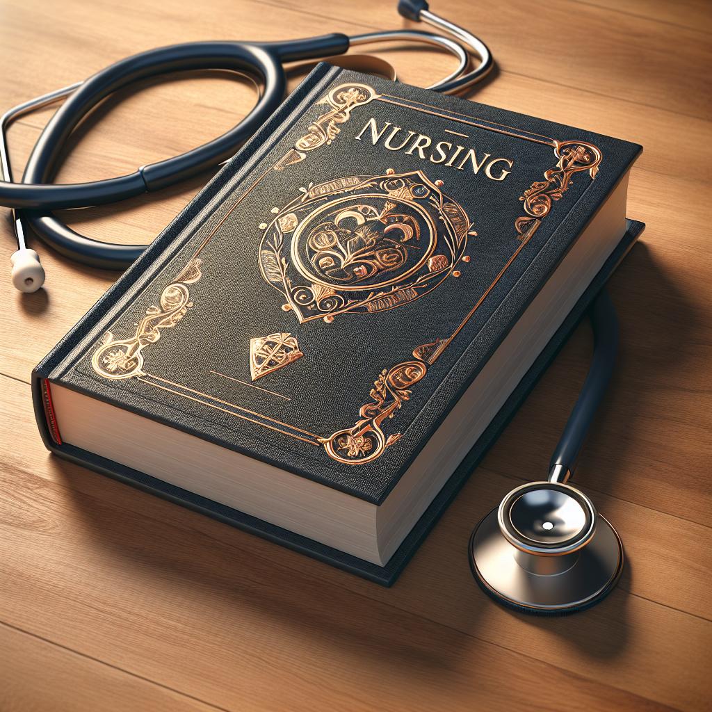Nursing book and stethoscope.