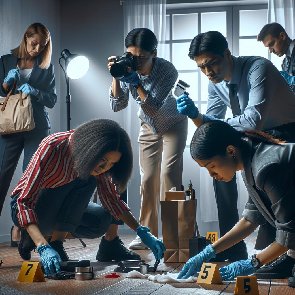 Crime scene investigation teamwork.