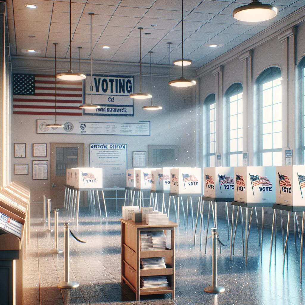 Empty polling station interior.