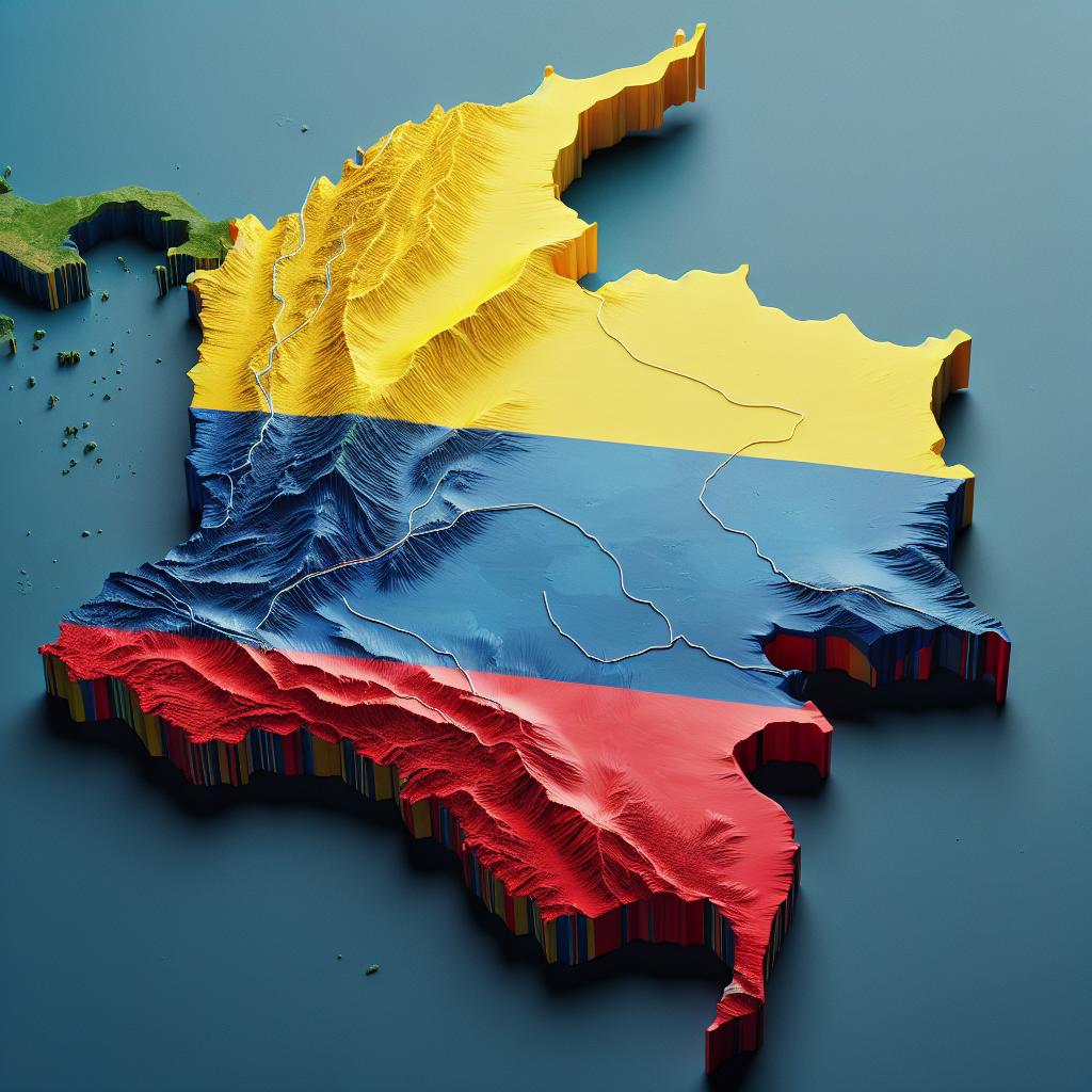 Colombian flag and map.