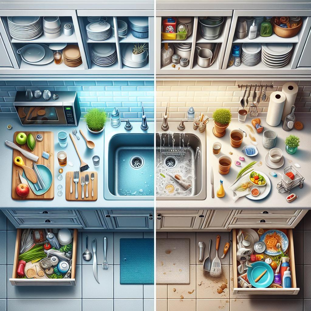 Kitchen cleanliness comparison chart.