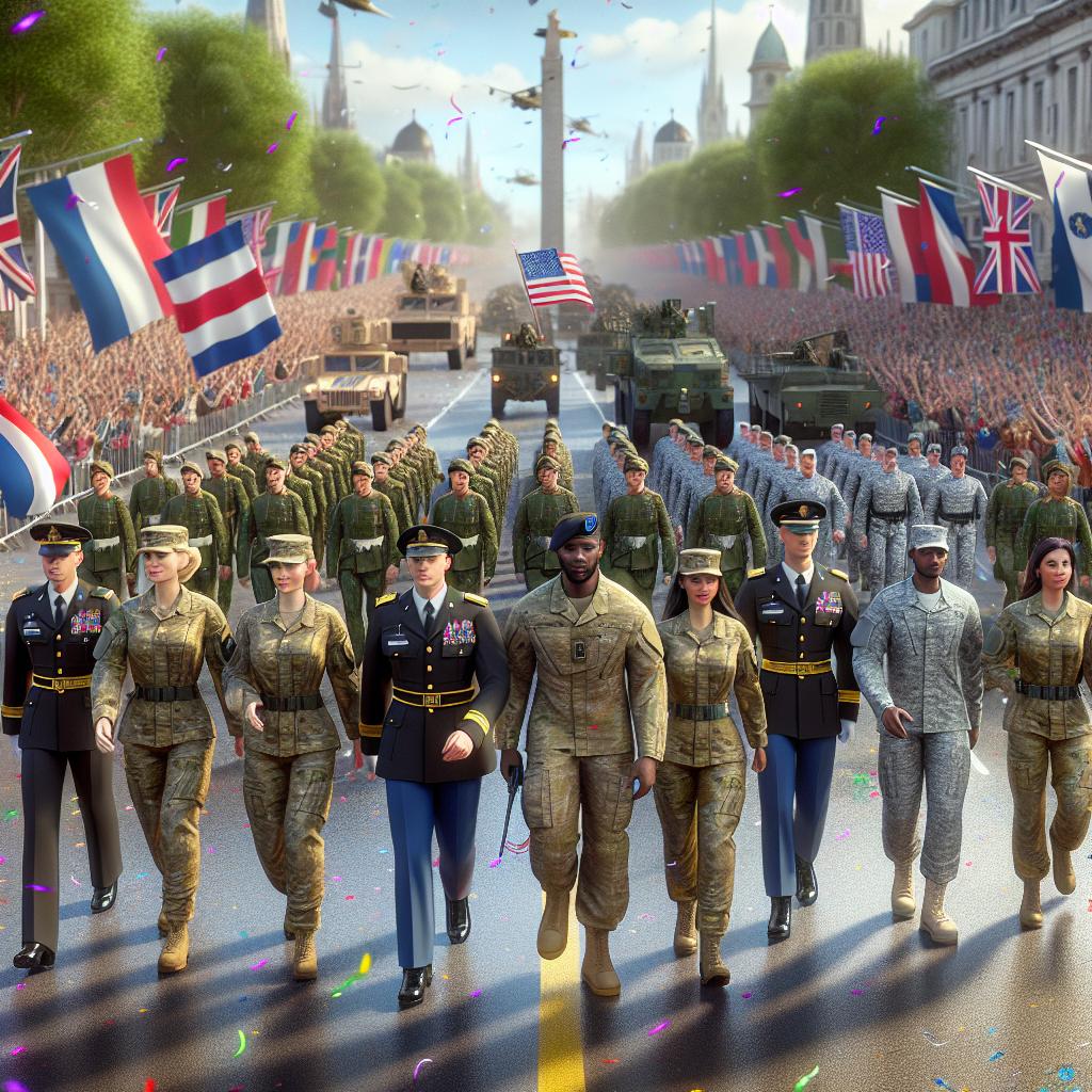 Patriotic military celebration parade.