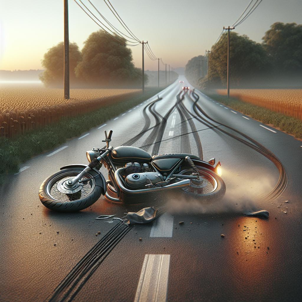 Motorcycle crash aftermath concept.
