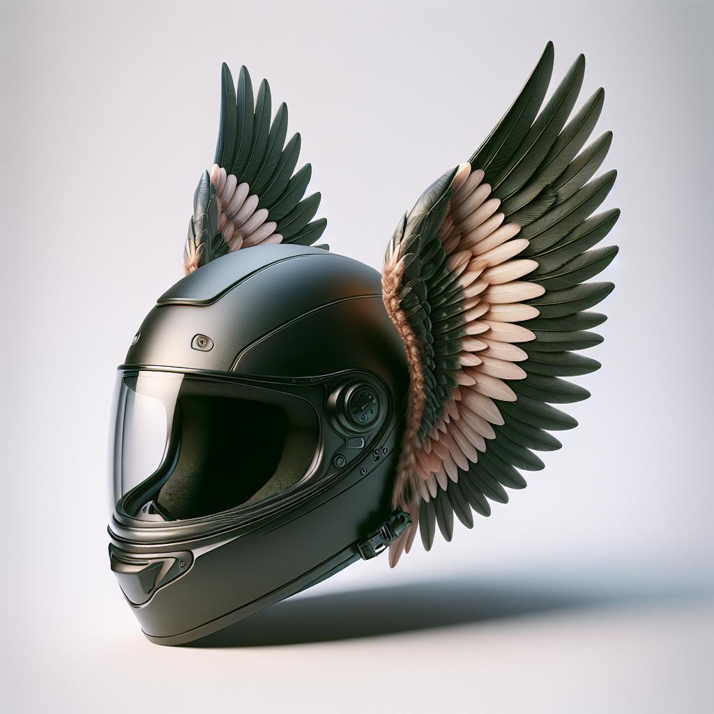 Motorcycle helmet with wings
