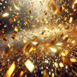 "Golden confetti shower party"