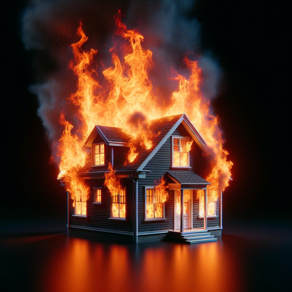 House engulfed in flames