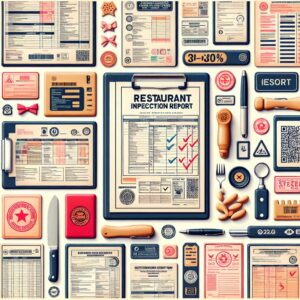 Restaurant inspection reports collage.