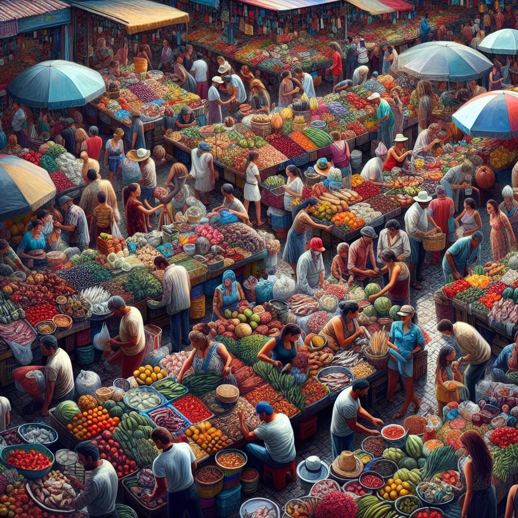 Venezuelan food market scene.