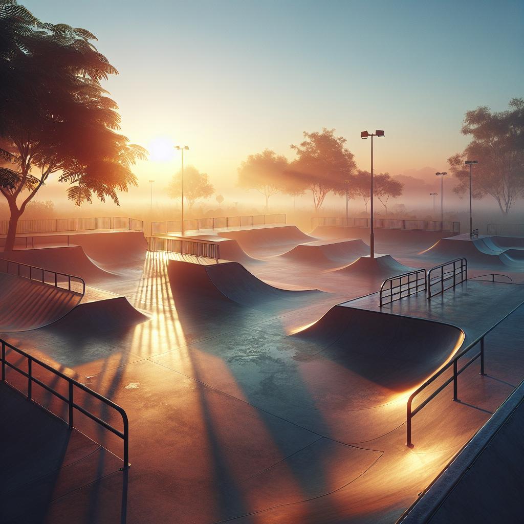 Skatepark at dawn scene