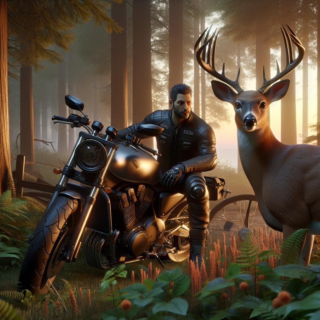 Motorcyclist and deer encounter