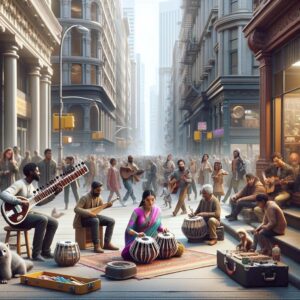 Music-filled city streets.