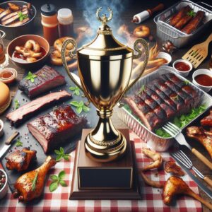 Trophy surrounded by BBQ.