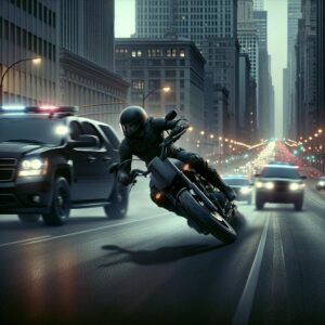 Motorcyclist evading police capture