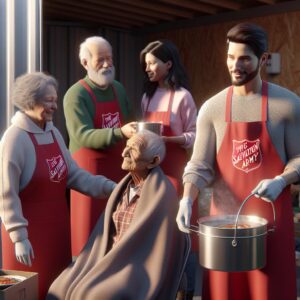 "Salvation Army volunteers helping"