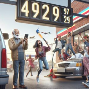 Gas price drop celebration.