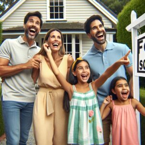 Happy family homebuying illustration.