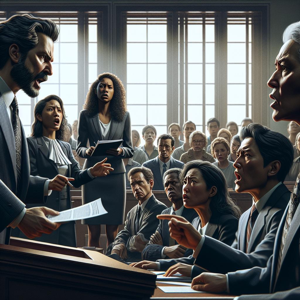 Courtroom Dramatic Tension Illustration.