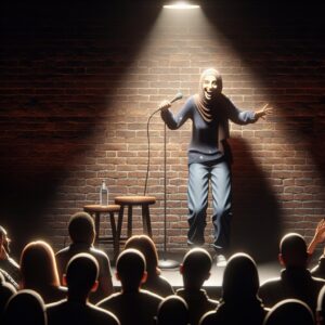 Stand-up comedy performance concept.