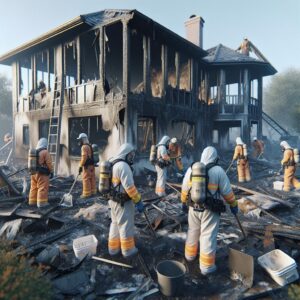 House fire aftermath cleanup.