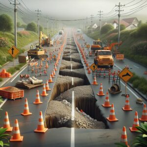 Road construction detour illustration.