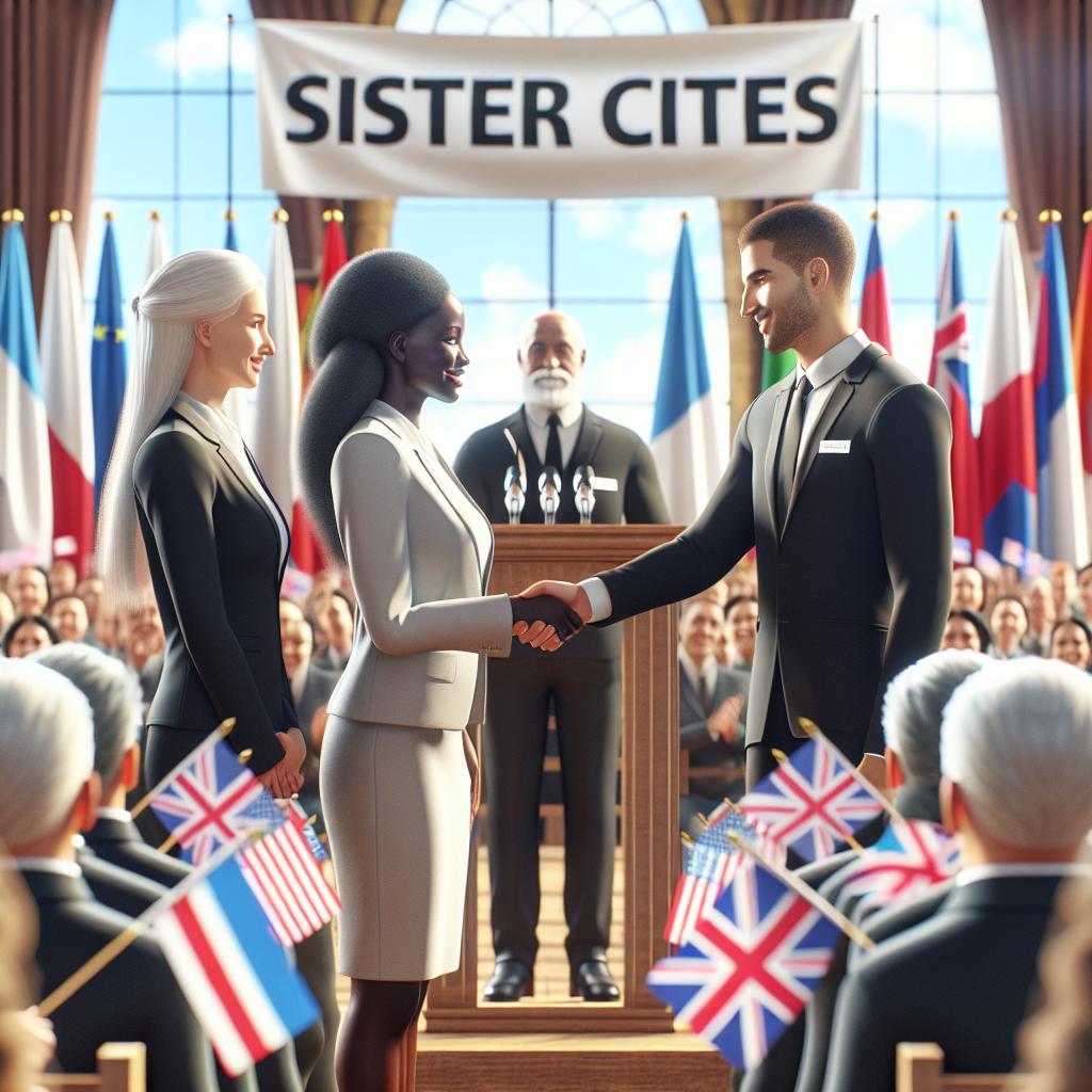 Sister cities handshake ceremony.