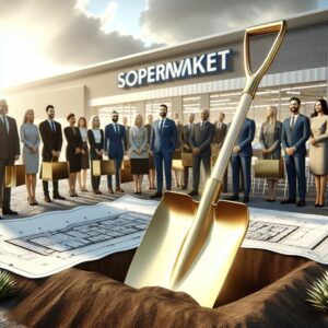 Supermarket groundbreaking ceremony concept