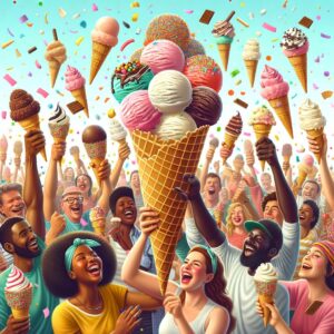 Ice cream celebration illustration.