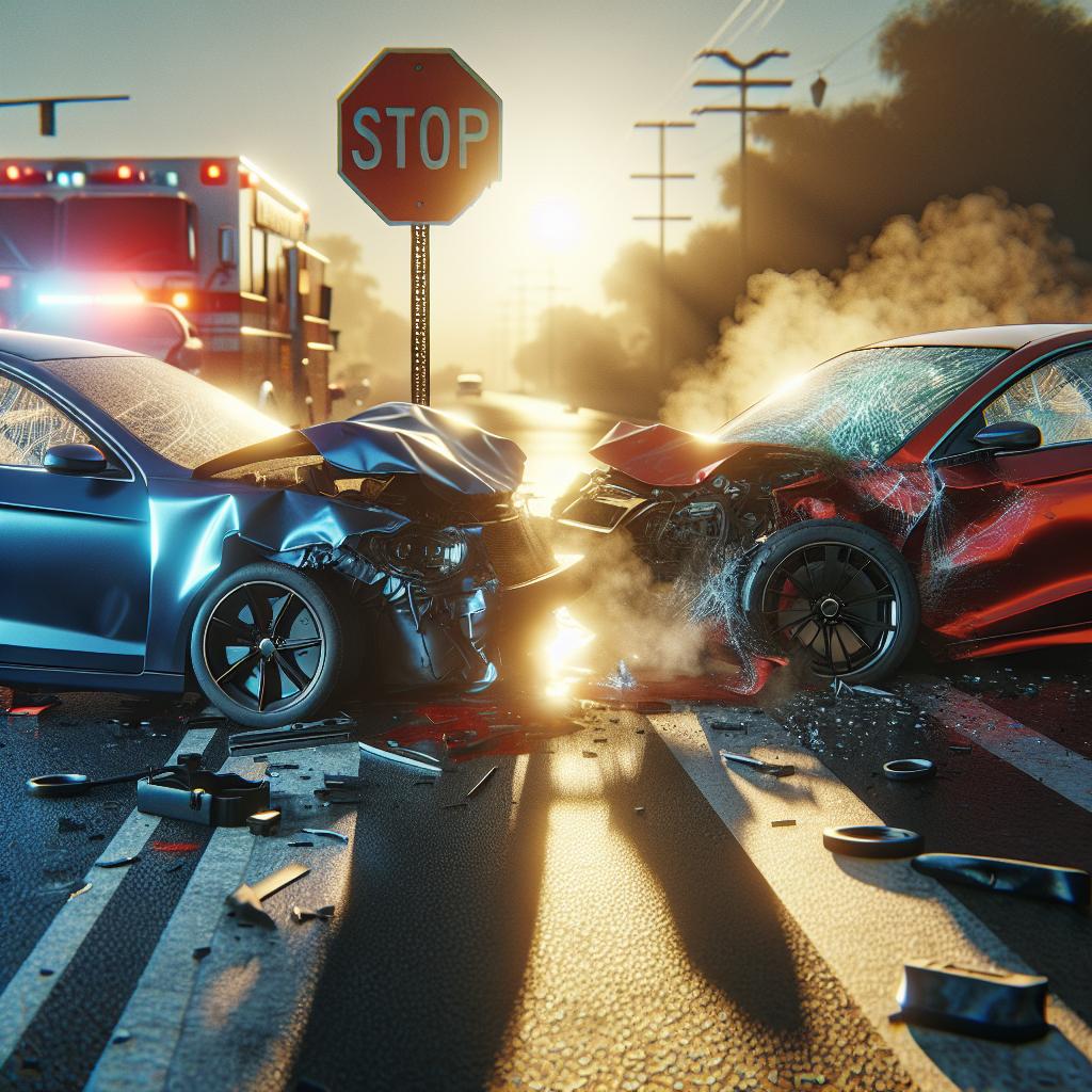 Car crash aftermath scene.