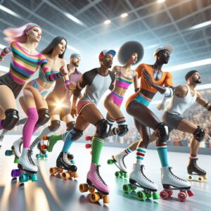 Roller skaters in motion