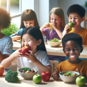 Children eating healthy food.