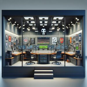 Football radio broadcast studio.