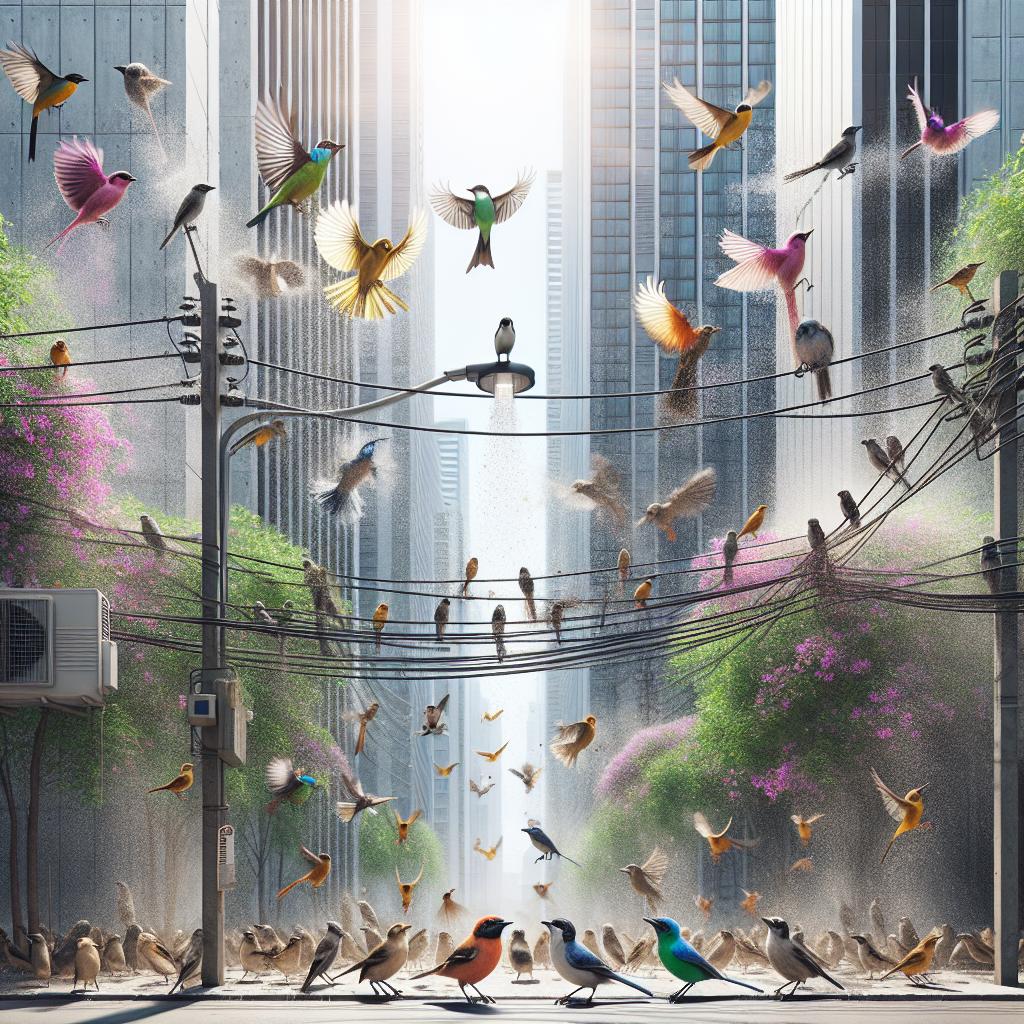 Songbirds in urban landscape.