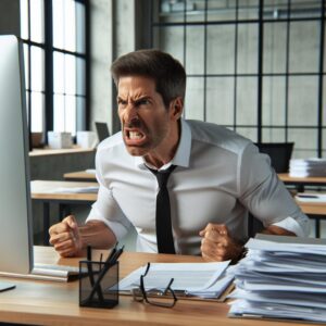 Angry man in office