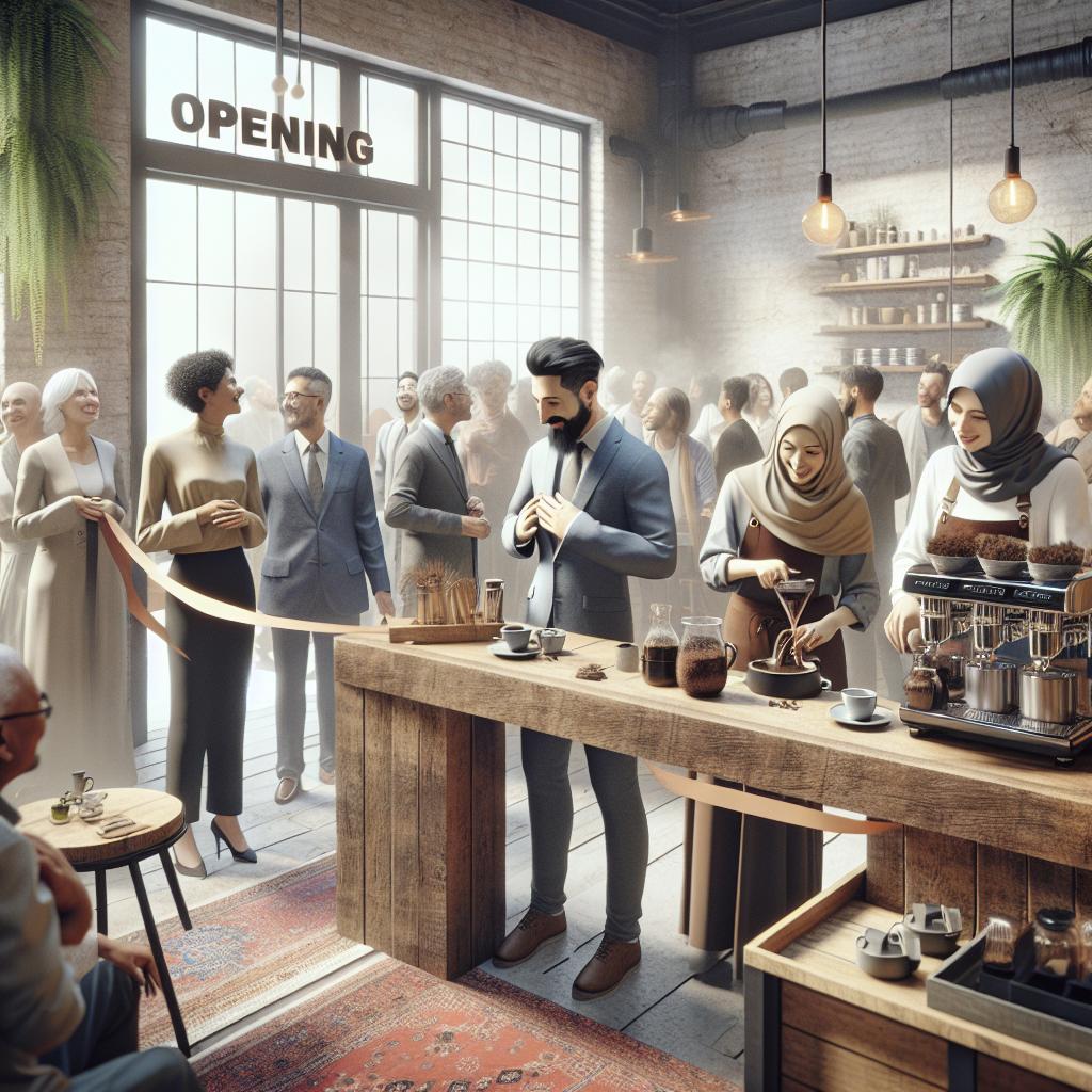 "Coffee shop grand opening"