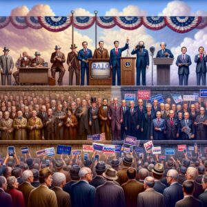 "Presidential campaign evolution illustration"