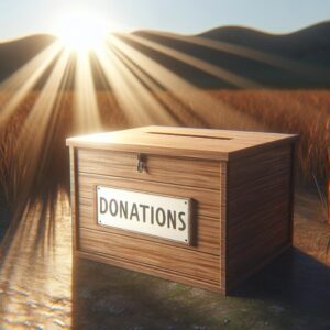 Donation box under sun.