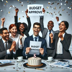 Budget approval celebration concept.