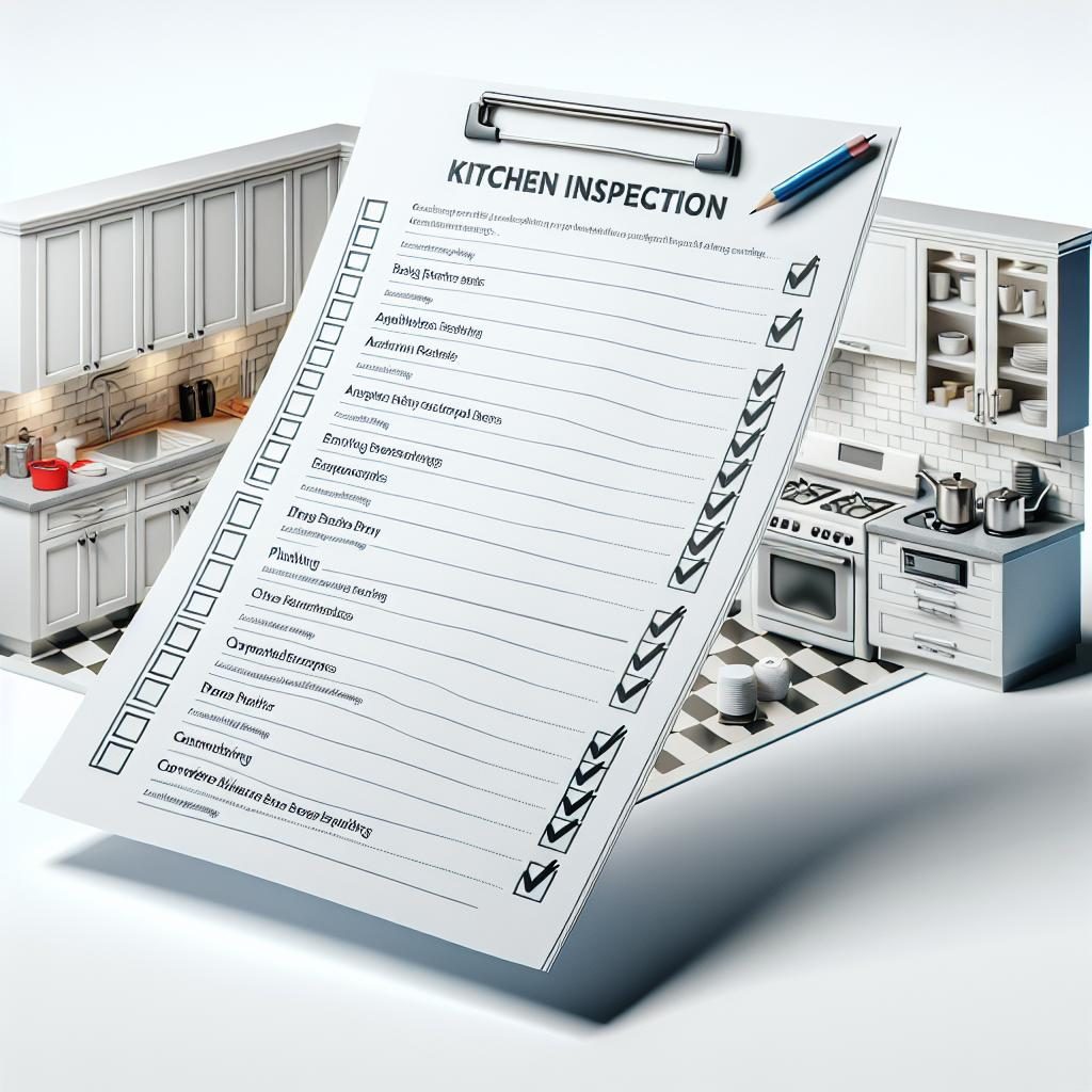 Kitchen inspection checklist illustration.