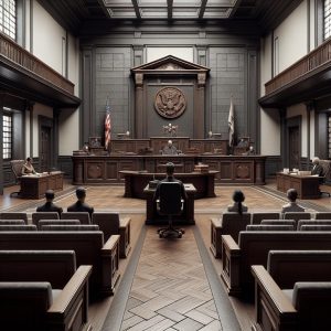 Court sentencing backdrop concept