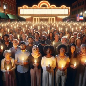 Community support gathering vigil.