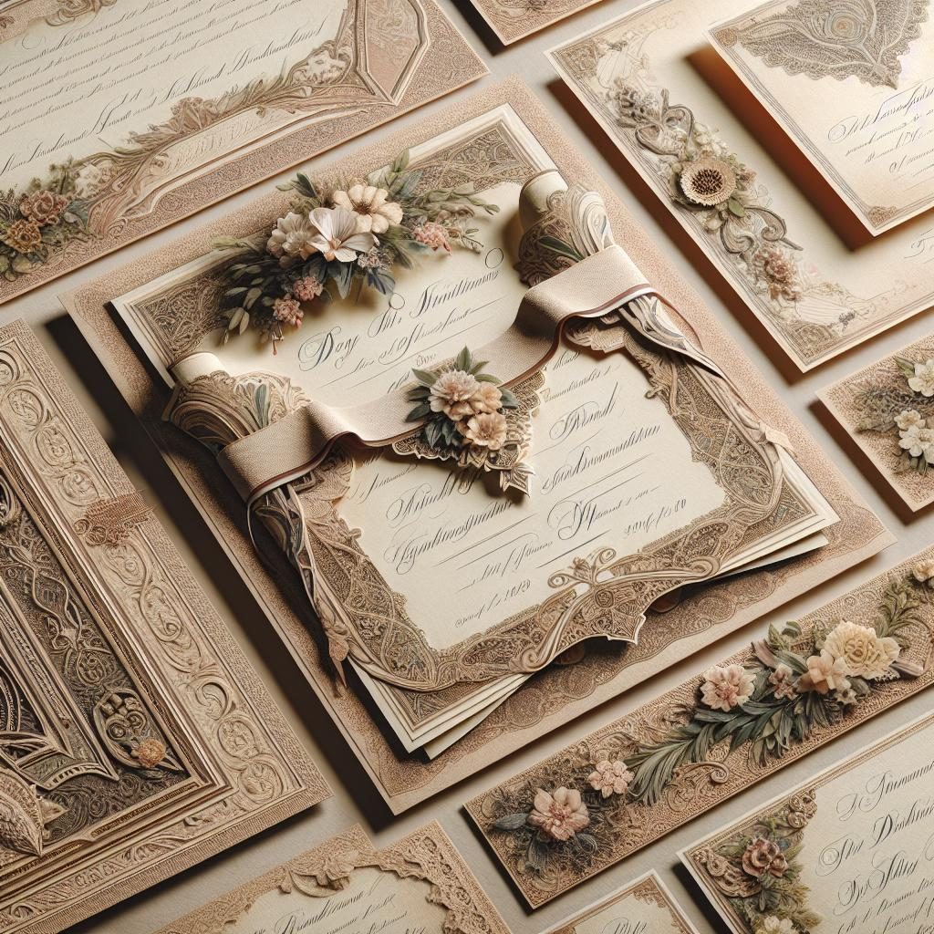 Vintage wedding invitations design.