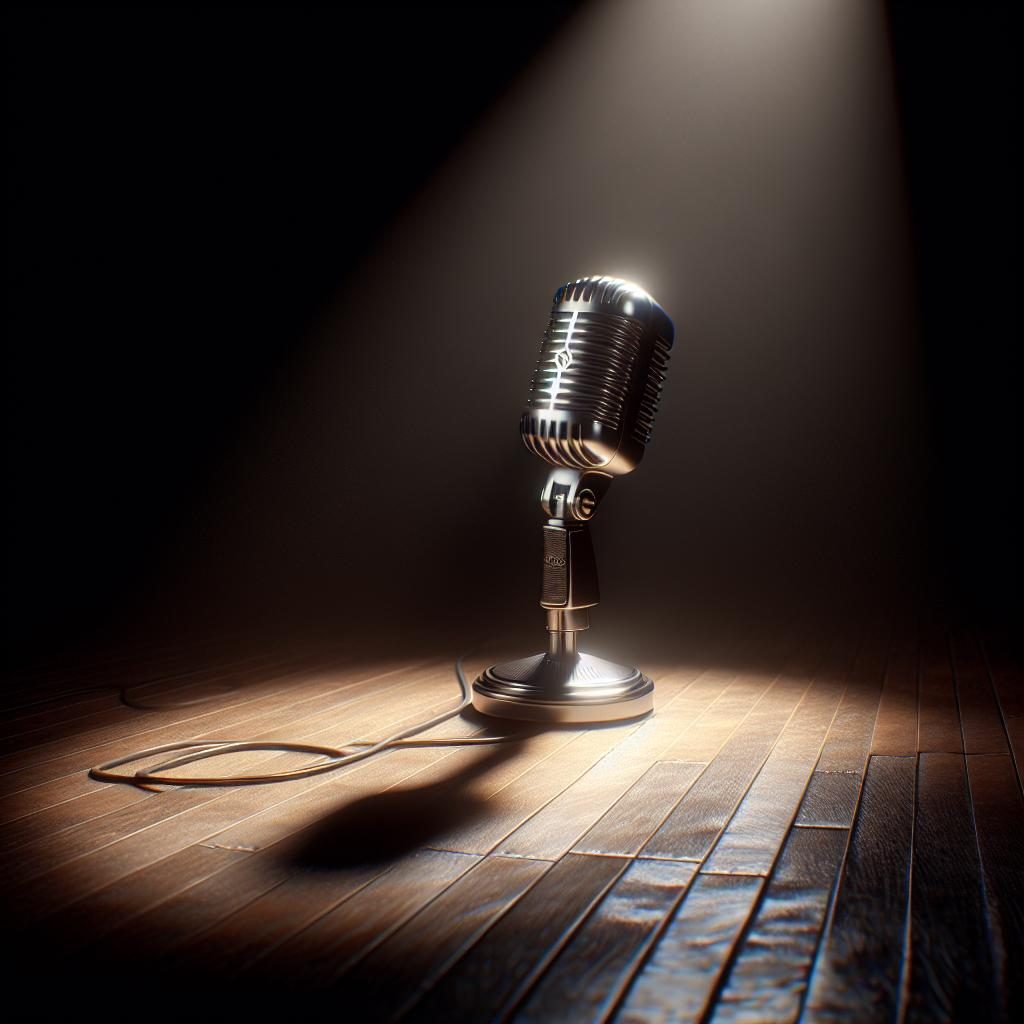 Vintage microphone on stage.