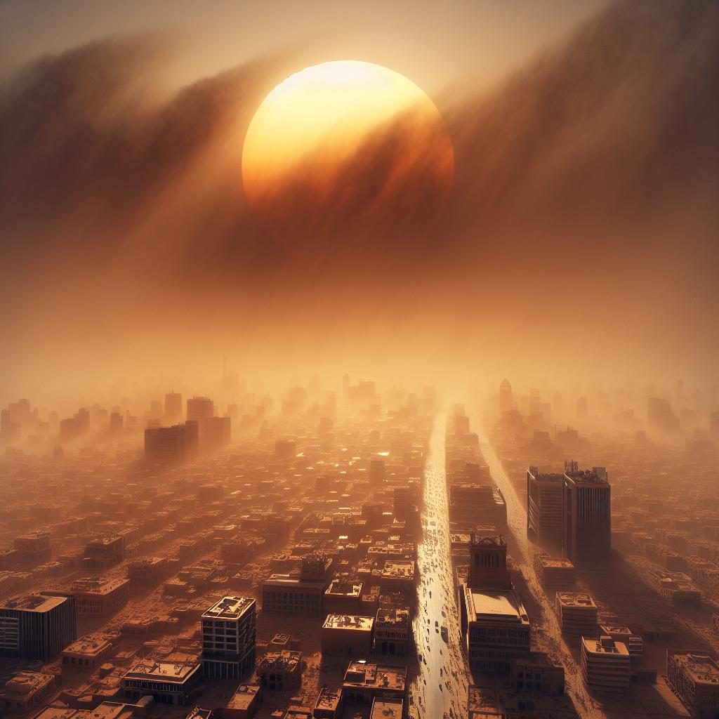 Saharan dust over city