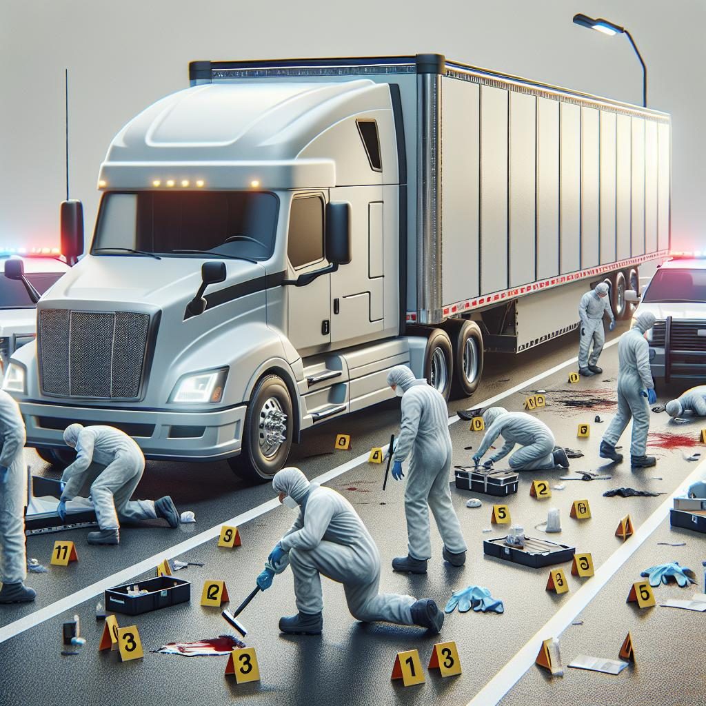 Truck crime scene investigation.