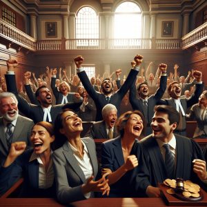 Courtroom Victory Celebration Image.