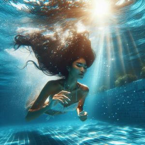 Woman underwater in pool