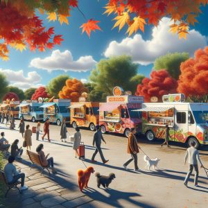 Food trucks in autumn