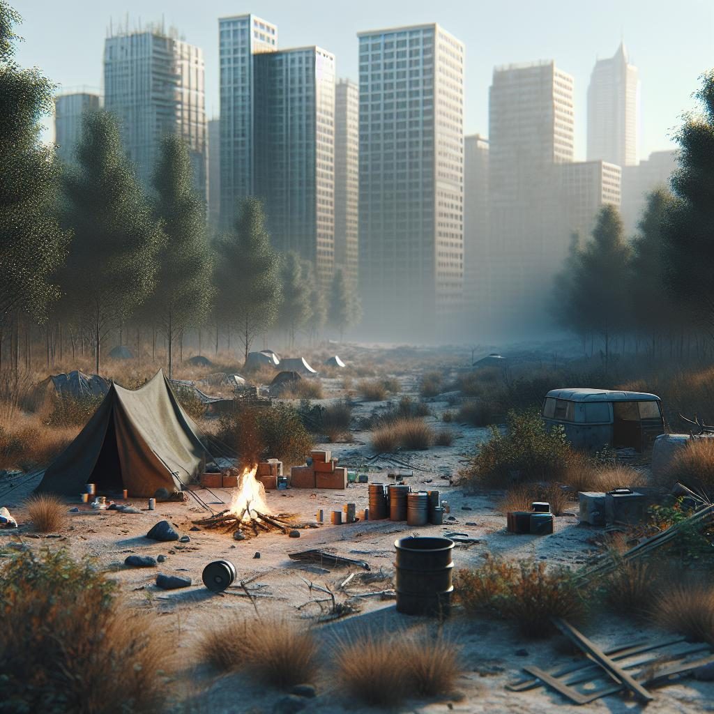 Empty urban camp