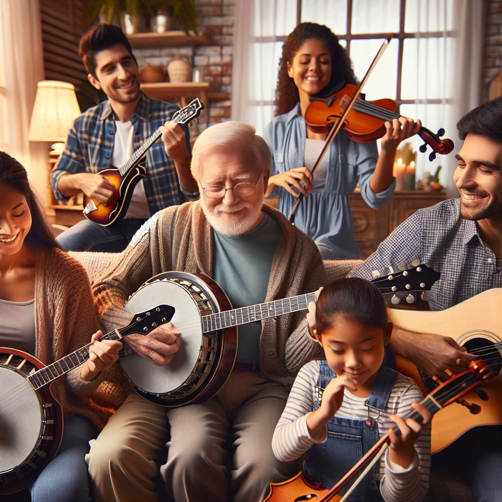 Family enjoying bluegrass music